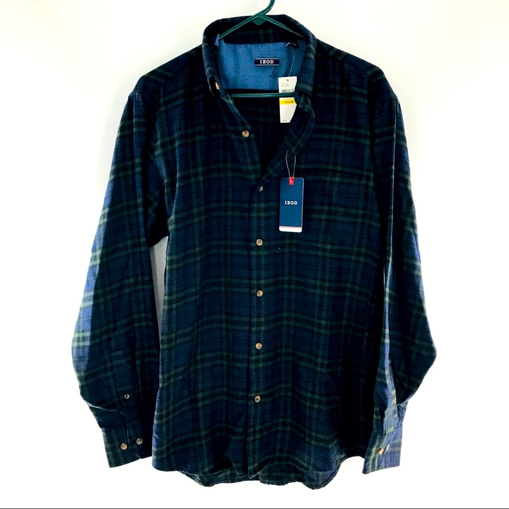 NWT IZOD Navy Forest Green Flannel Men’s Medium Shacket